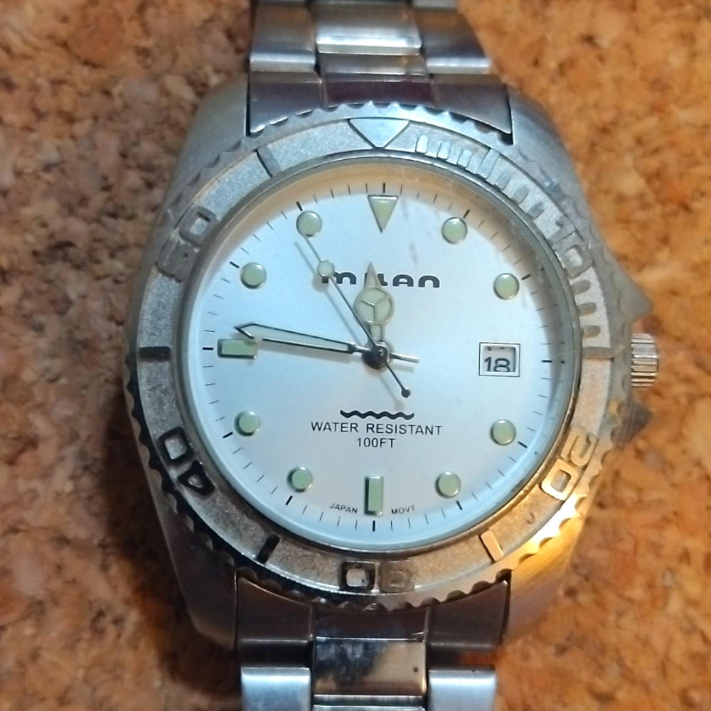 Vintage Milan M.Z.Berger Japan Movt. Stainless steel Diver's 100MM Watch